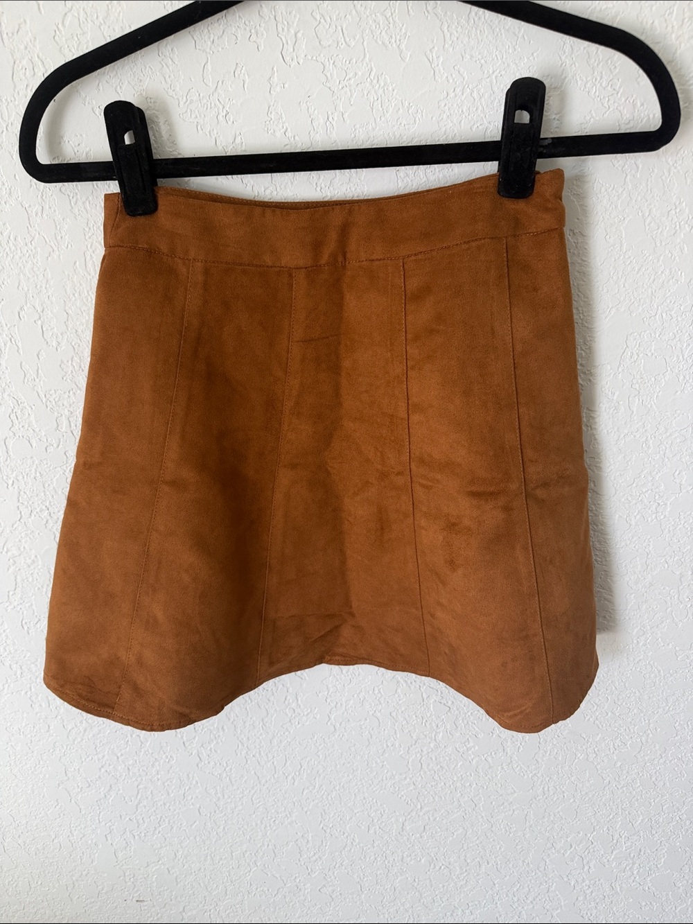 BCBGeneration Faux-Suede High Waist Mini Skirt in Warm Cognac